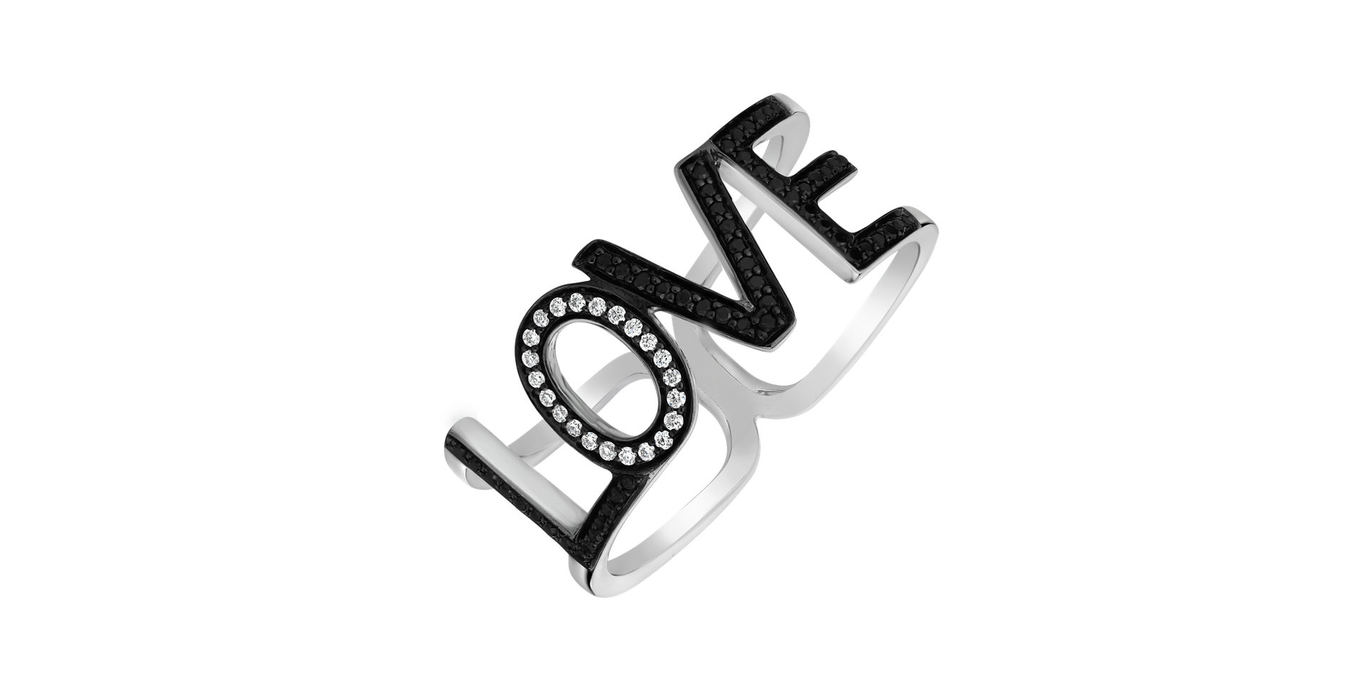 Prsteň s čiernymi diamantmi Love