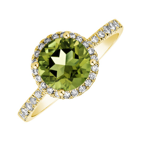 Prsteň s diamantmi a peridotom Sparkly Bonbon