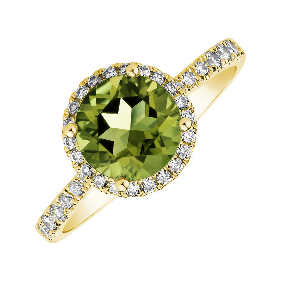 Prsteň s diamantmi a peridotom Sparkly Bonbon