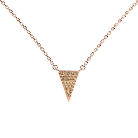 Náhrdelník s hnedými a bielymi diamantmi Shiny Triangle