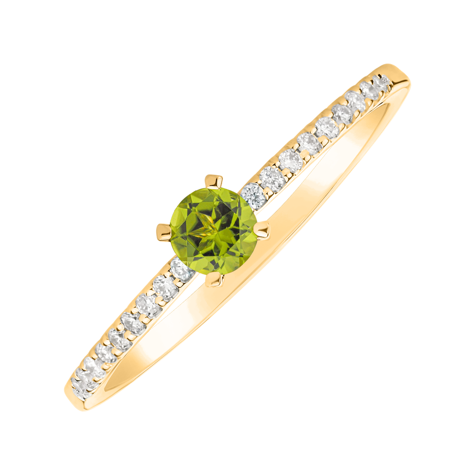 Prsteň s diamantmi a peridotom Gem Simplicity