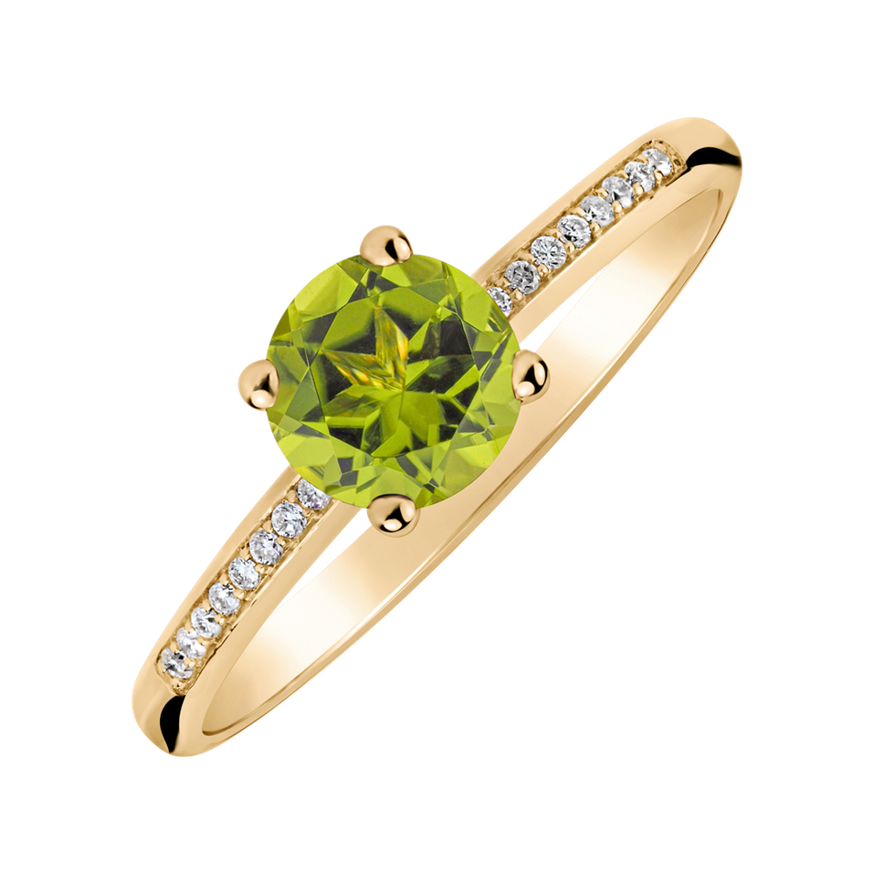 Prsteň s diamantmi a peridotom Satin